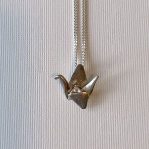 Sterling Silver Origami Swan Necklace